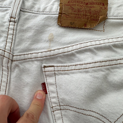 Vintage 90s Levis 501 USA 34x34 Tag Jeans 80s White Bleach Wash Act Worn 31x30