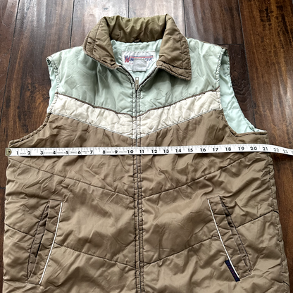 Vtg Windbreaker Vest Outerwear-Sportswear M Green Nylon Down Made In Korea 80s