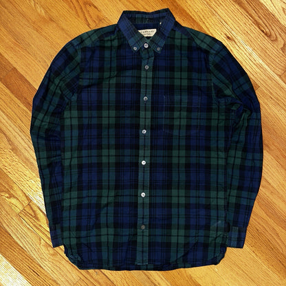 Burberry Men’sGreen Plaid Shirt Size S Button Up Long Sleeve Lightweight Cotton
