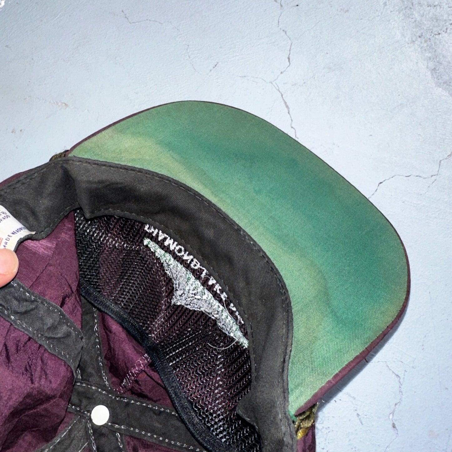 Diamond Lake Resort VTG Hat Cap Snapback Purple Checkerboard 80s Cool Oregon