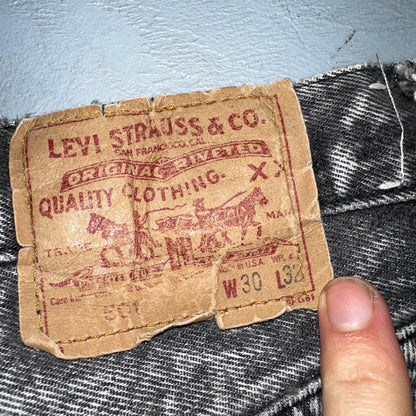 Levis 501 Vintage 90s USA XX Straight Leg Jeans Black Acid Wash 30x32 Act 28x31