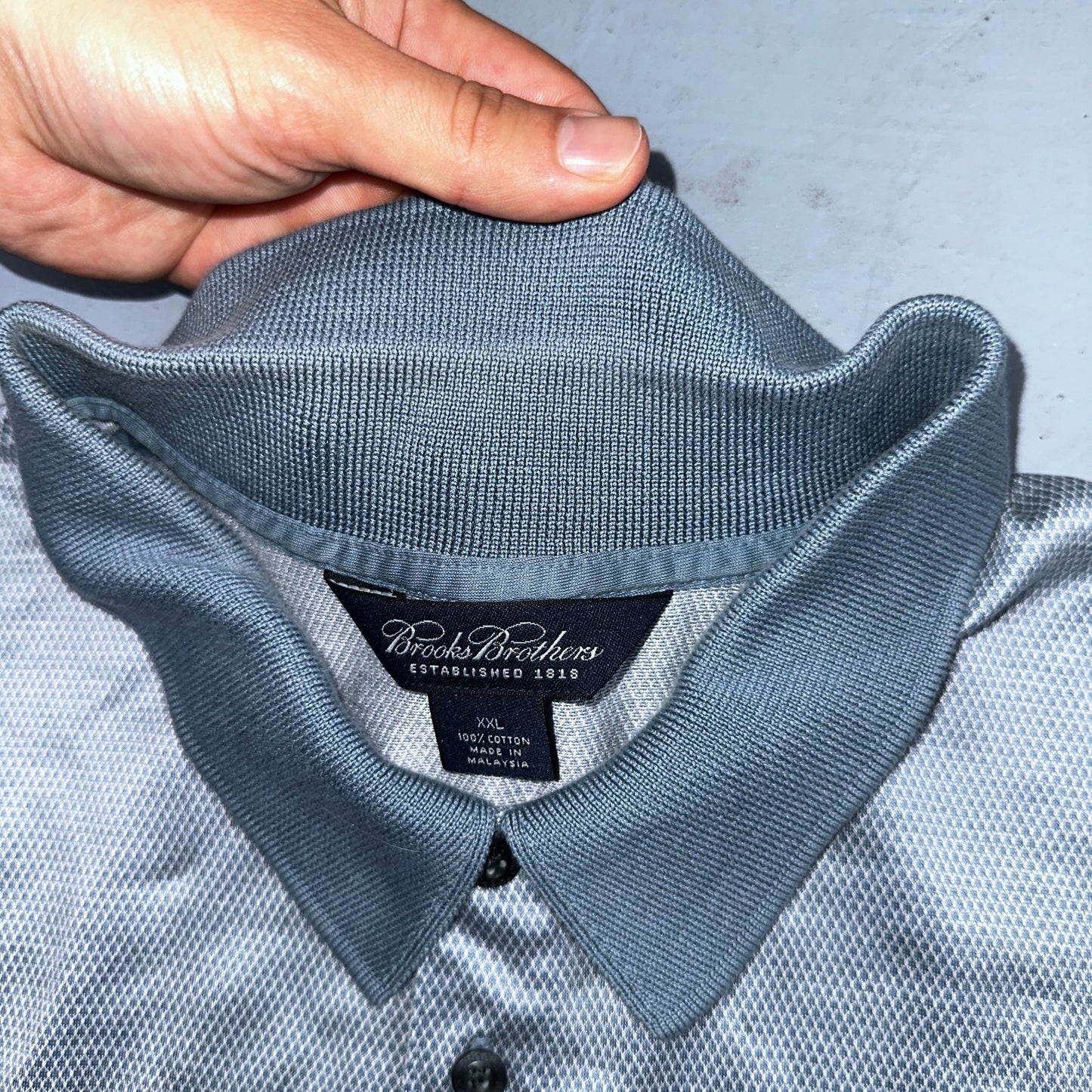 BROOKS BROTHERS Polo Shirt Mens 2XL Blue Cotton Performance Polo Shirt Golf