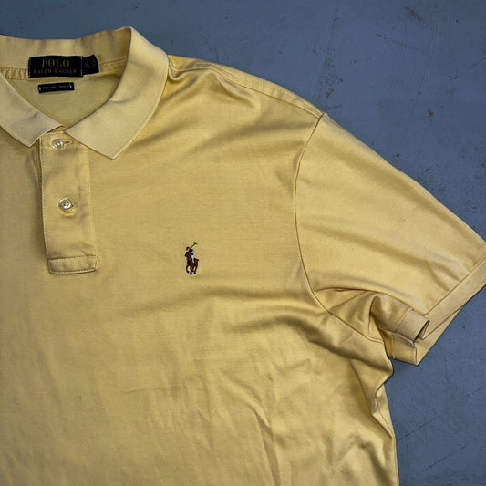 Polo Ralph Lauren Polo Shirt Men Size XL Yellow Short Sleeve Pima Cotton