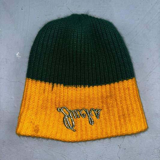 Vintage Oregon Ducks Cuffed Beanie Hat Cap Yellow Green PDX Eugene 80s
