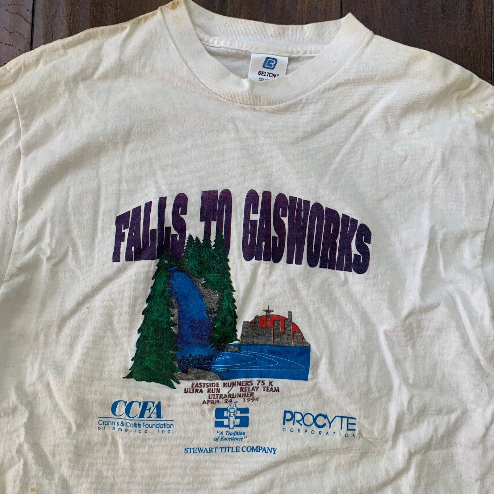 Falls To Gasworks Vintage T Shirt Nike West Coast 1994 90s Running Hills Cool 