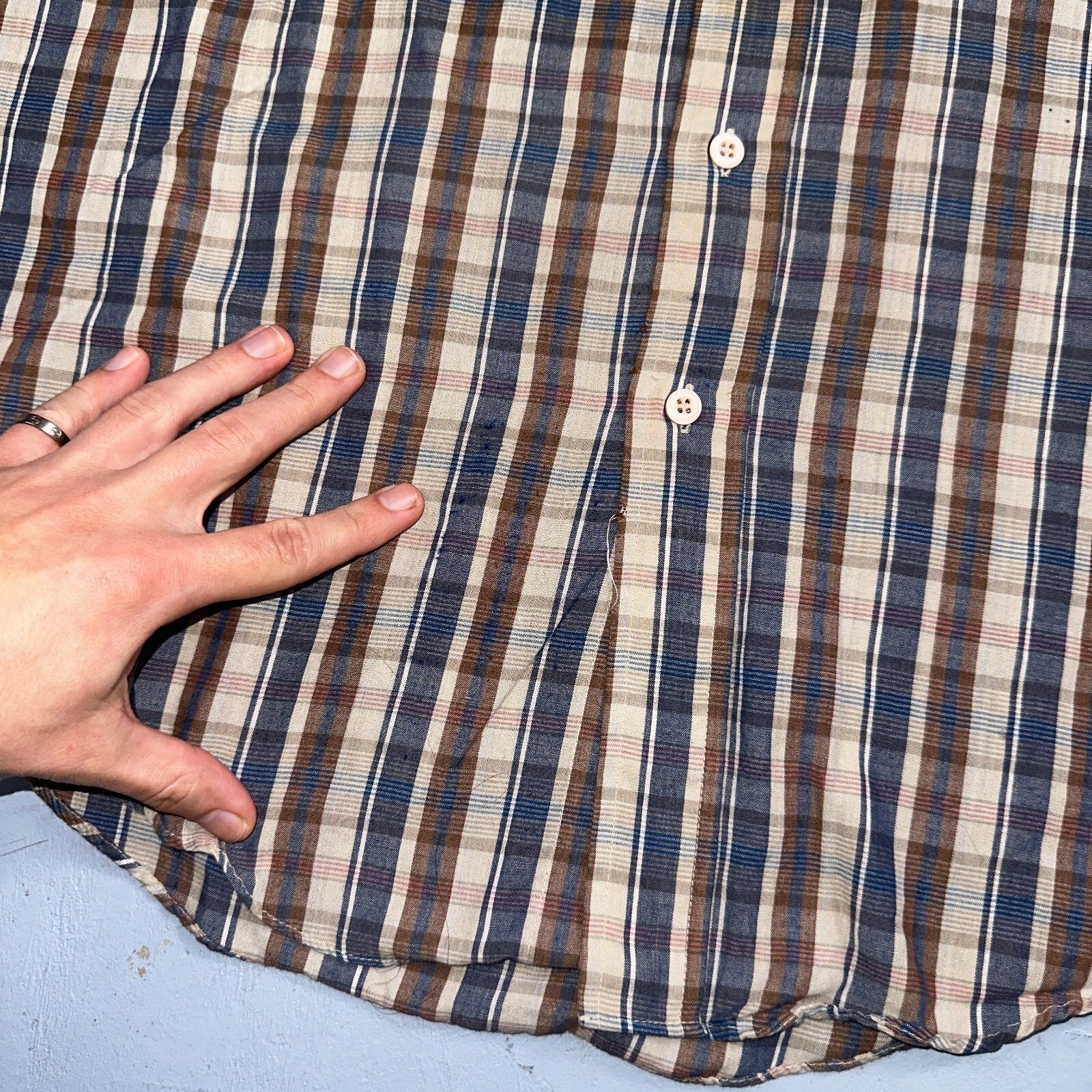 Levis VTG 1980s Button Shirt Mens L Plaid 80s Cowboy Shirt Korea Short Sleeve