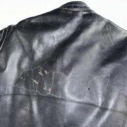 Vintage 50s 60s Black Leather Motorcycle Jacket Cafe Racer Biker 38 1950s 1960s
