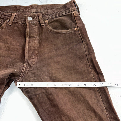 Levis 501 Vintage 90s USA XX Straight Leg Jeans Brown Dark Wash 29x32 Act 29x31