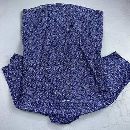 Ariat Button-Down Short Sleeve Shirt Size Large Blue Paisley 100% Cotton Casual