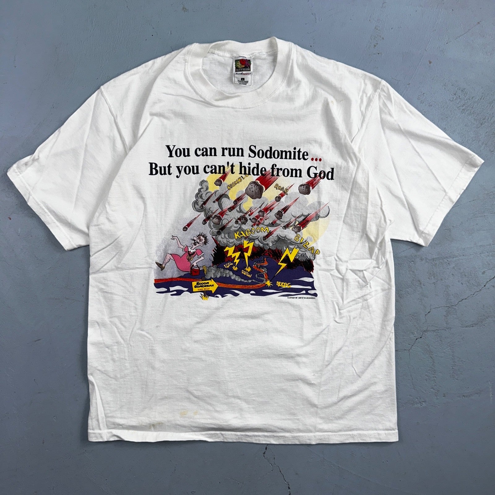 Jesus God VTG T Shirt Sodomite End Of World Genesis Earth Bible Study Graphic