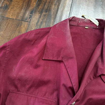 1960s 60s Jacket Shirt Bogner Germany Long Sleeve Button Snap Rockabilly Maroon