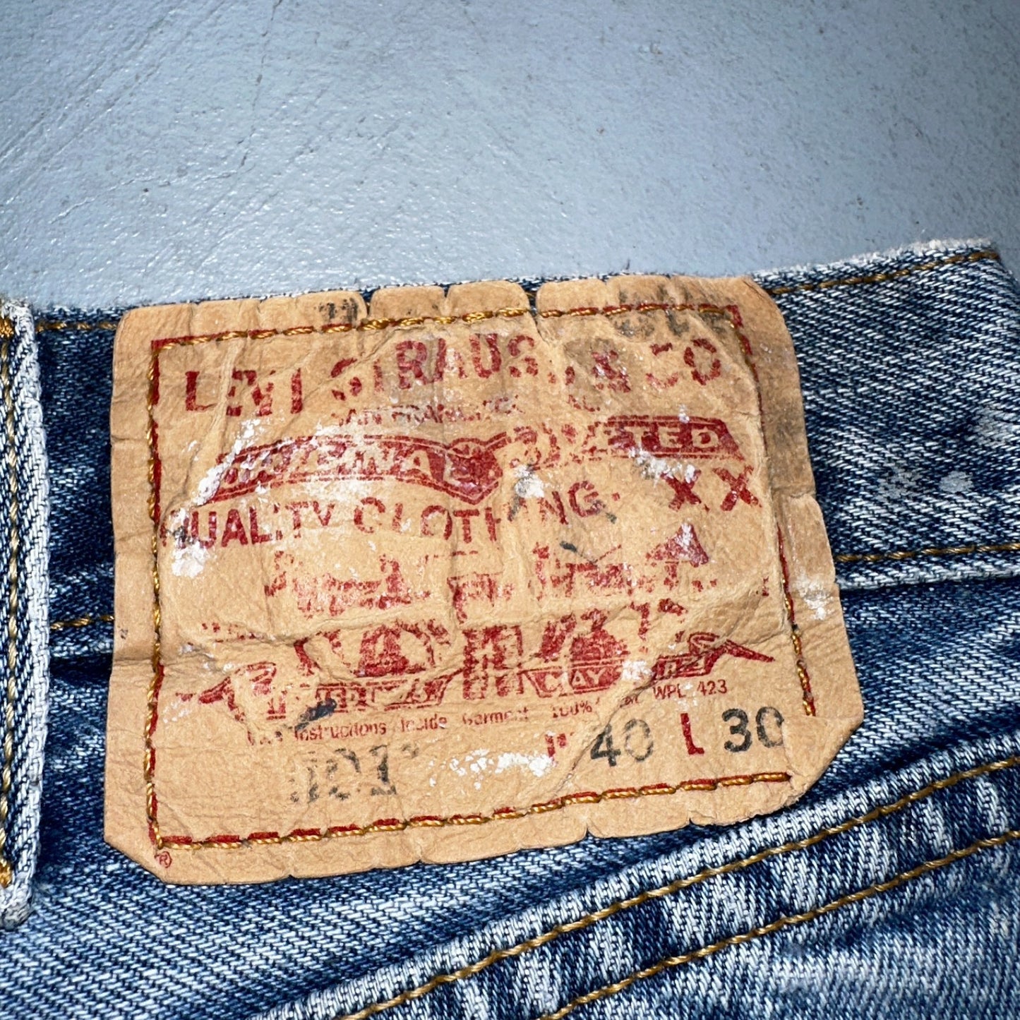 Levis 501 Vintage Y2K Mexico Straight Leg Jeans Blue Light Wash 40x30 Act 38x30