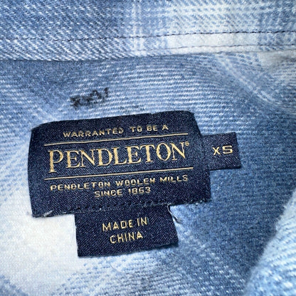 Pendleton Blue Multi Color Plaid Flannel Field Shirt Size XS Gray White Y2K