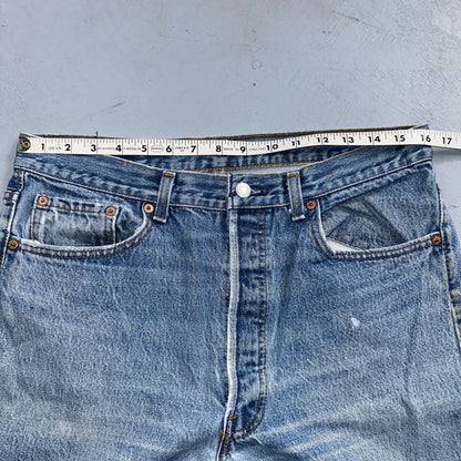 Levis 501 Vintage 90s USA XX Straight Leg Jeans 35x36 Blue Light Wash Act 32x32