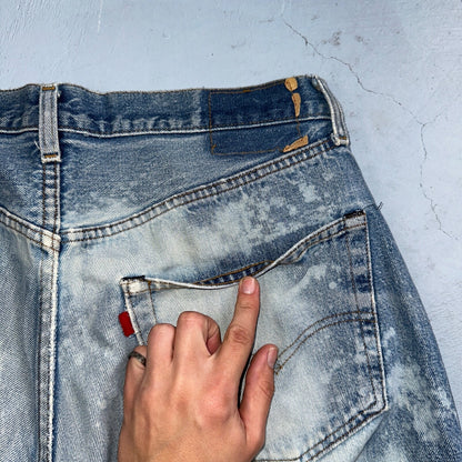 Levis 501 Vintage 80s Redline Selvedge USA XX Jeans Light Wash Stained Act 34x33
