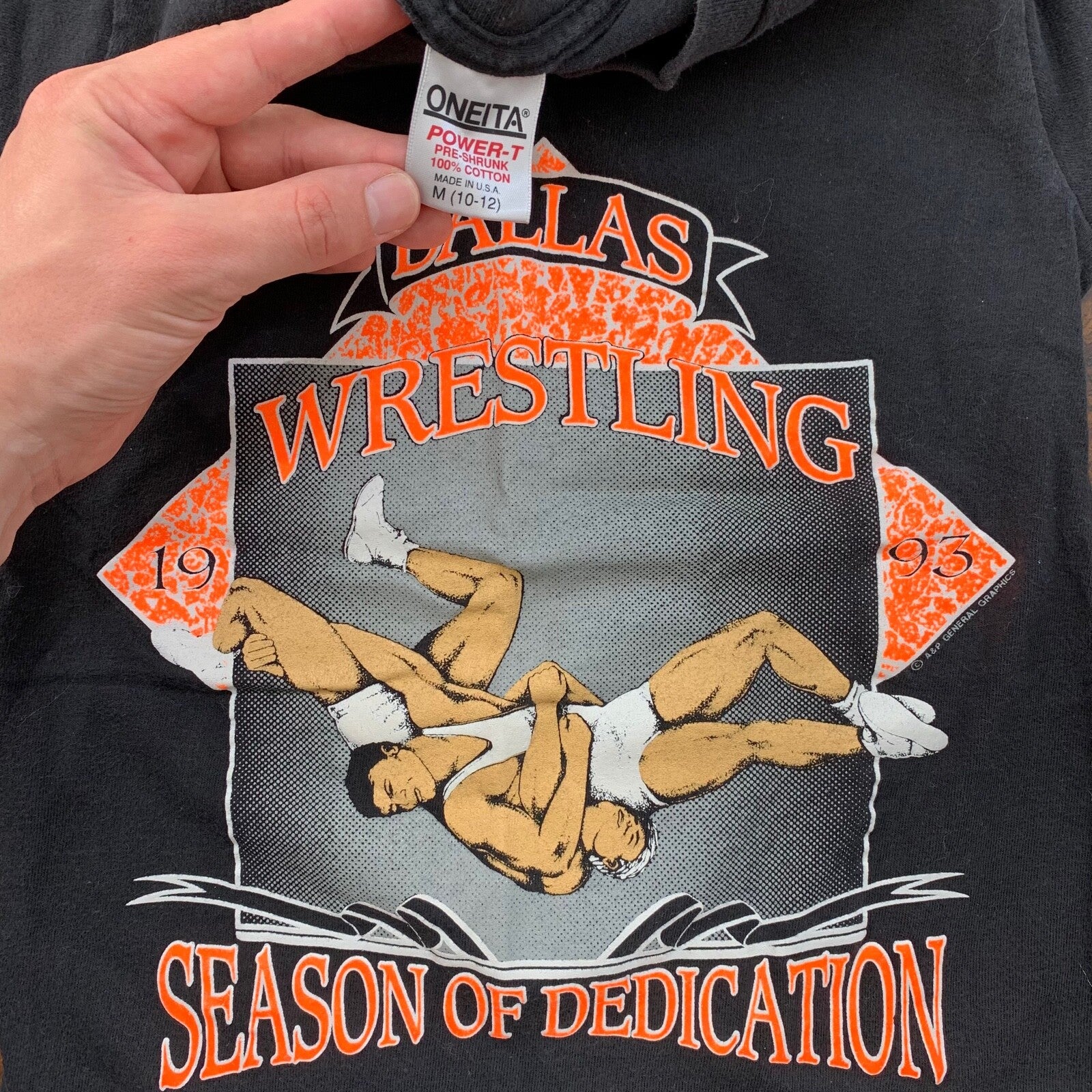 Oneita KIDS Dallas Wrestling Fight Vintage T Shirt Dallas Oregon Texas Boys M