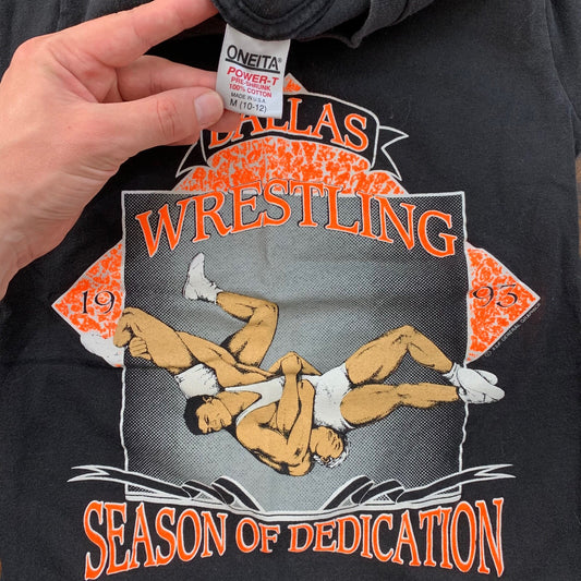 Oneita KIDS Dallas Wrestling Fight Vintage T Shirt Dallas Oregon Texas Boys M