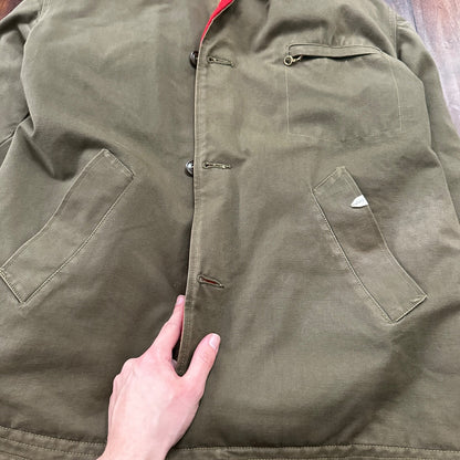 VTG 40s 50s Wool Western Coat Jacket Rockabilly Red Military Green WWII RARE