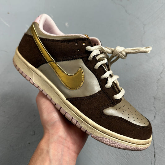 Nike Dunk Low 2007 GS Chino Metallic Gold Rare 309601-271 Brown Purple  5Y W 6.5
