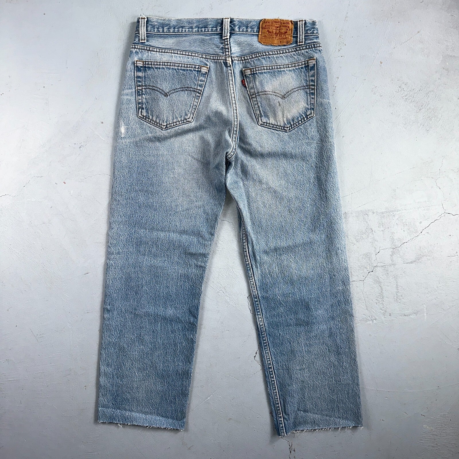 Levis 501 Vintage 90s USA XX Straight Leg Jeans Blue Light Wash 35x36 Act 32x27