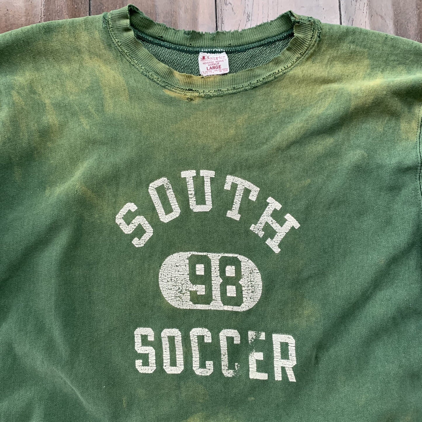 70s Vintage Champion Green USA Reverse Weave Sweatshirt L South Soccer Thrashed