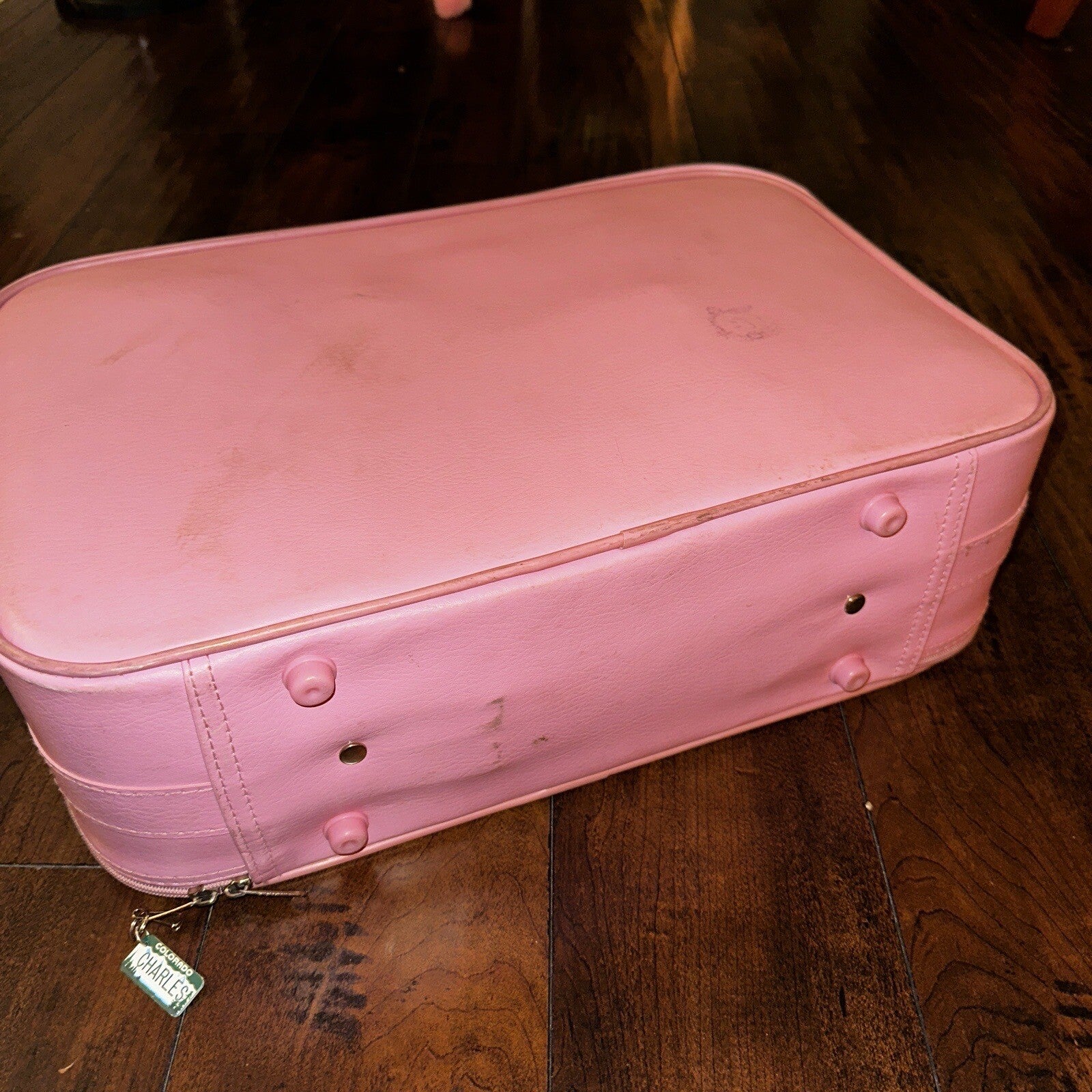 Vintage Childrens Pink Suitcase Just Visiting  Grandmas House Girls Travel Cute