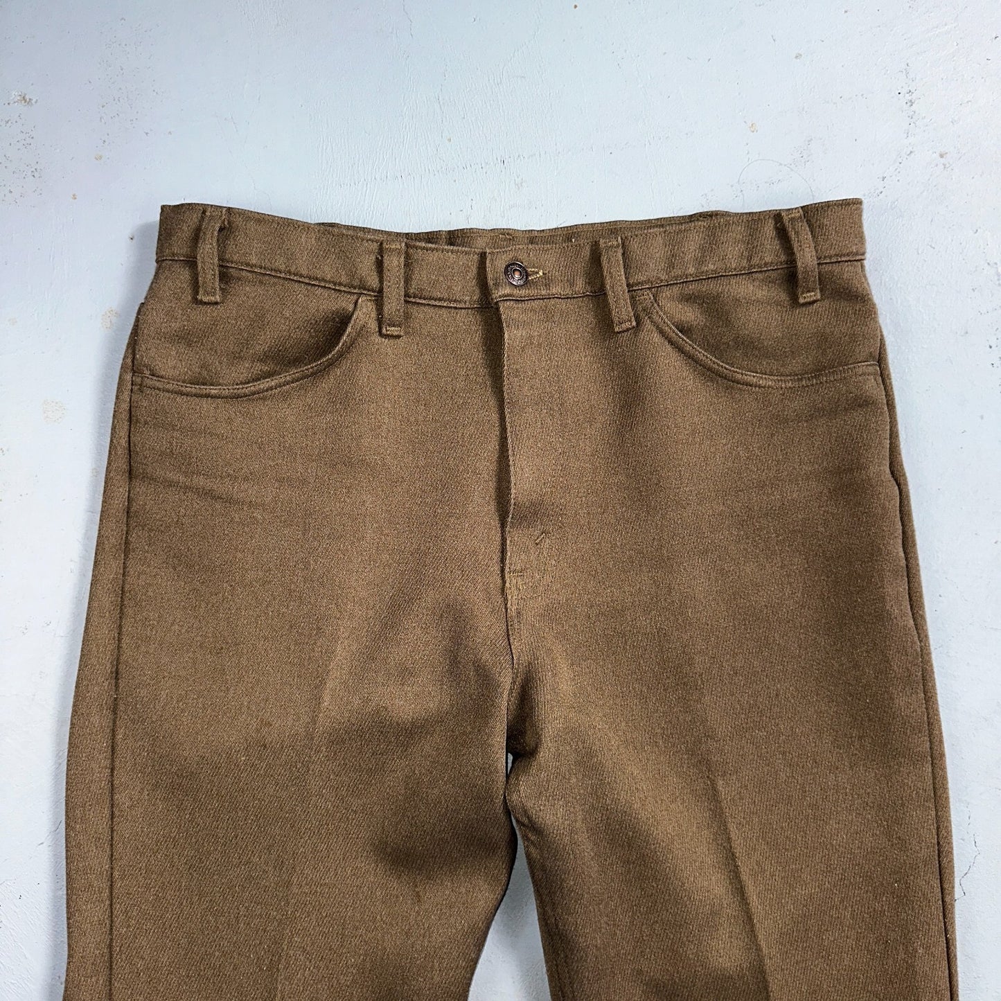 Levis 70s USA 517 36x30 Bootcut Pants Brown Polyester Slacks Vintage 35x30