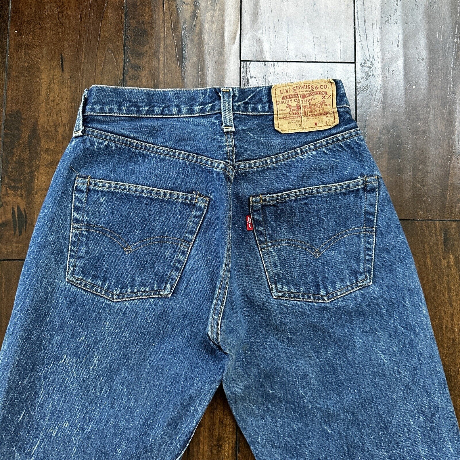 Levis Vintage 80s Redline Selvedge USA 501 XX Jeans 66 70s Dark 28x34 Act 24x25