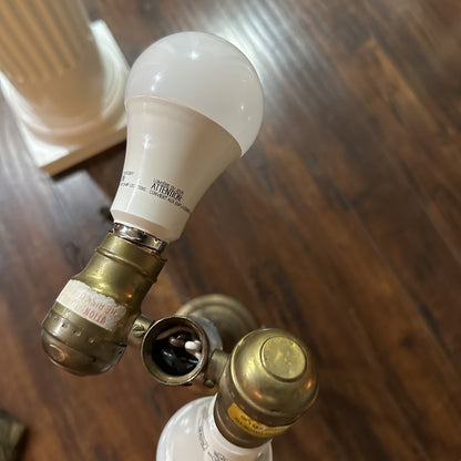 Pair 1986 CHAPMAN Tall Brass Horn Shaped Lamps 1985 Vintage MCM Design Nelson