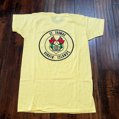 Dive A Virgin Islands Yellow VTG T Shirt Swim Swimming Rare Funny 70s 80s Joke