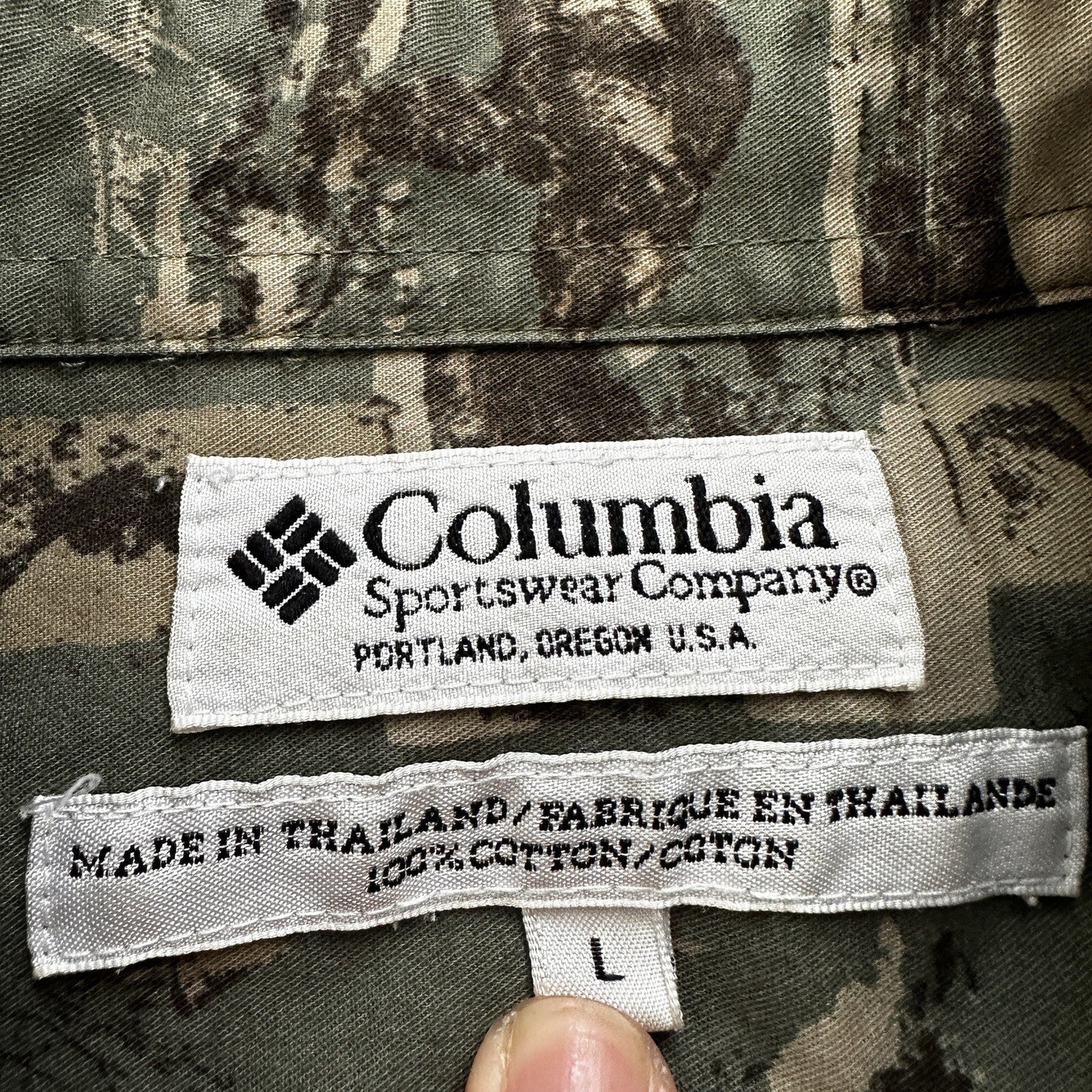 Columbia Button Down Shirt Knots Wood Size Large Long Sleeve Shirt Outdoor VTG