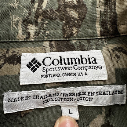 Columbia Button Down Shirt Knots Wood Size Large Long Sleeve Shirt Outdoor VTG