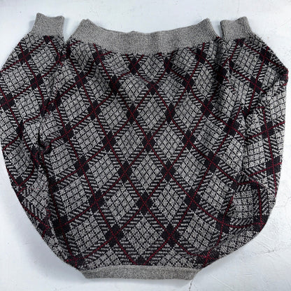 Jantzen VTG Sweater Abstract Cardigan Grandpa Argyle Knit Mens Large V Neck