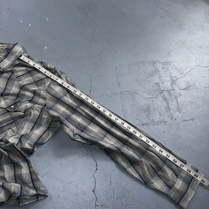 Levis VTG 1980s Pearl Snap Button Shirt Mens L Plaid 80s Cowboy Shirt Korea LS