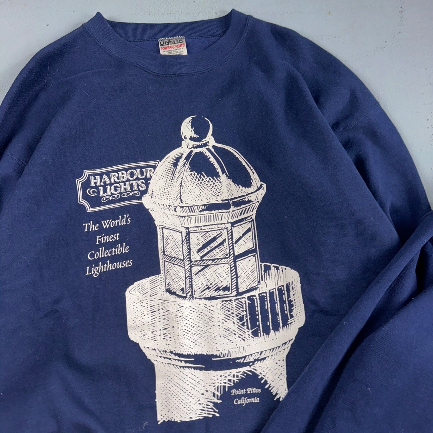 Oneita Sweatshirt XL VTG Crewneck Sweat Harbour Lights Lighthouse USA 90s Lot 2