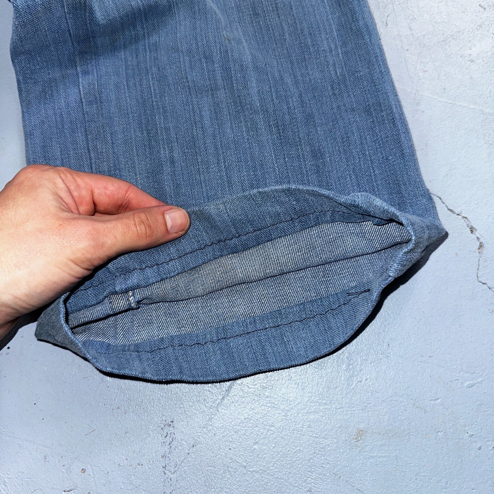 VTG 70s Jeans Canvas High Waist Sears Military Style P44 29x25 Capri HBT Rare