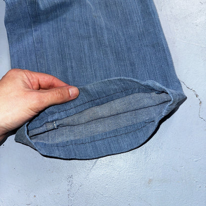 VTG 70s Jeans Canvas High Waist Sears Military Style P44 29x25 Capri HBT Rare