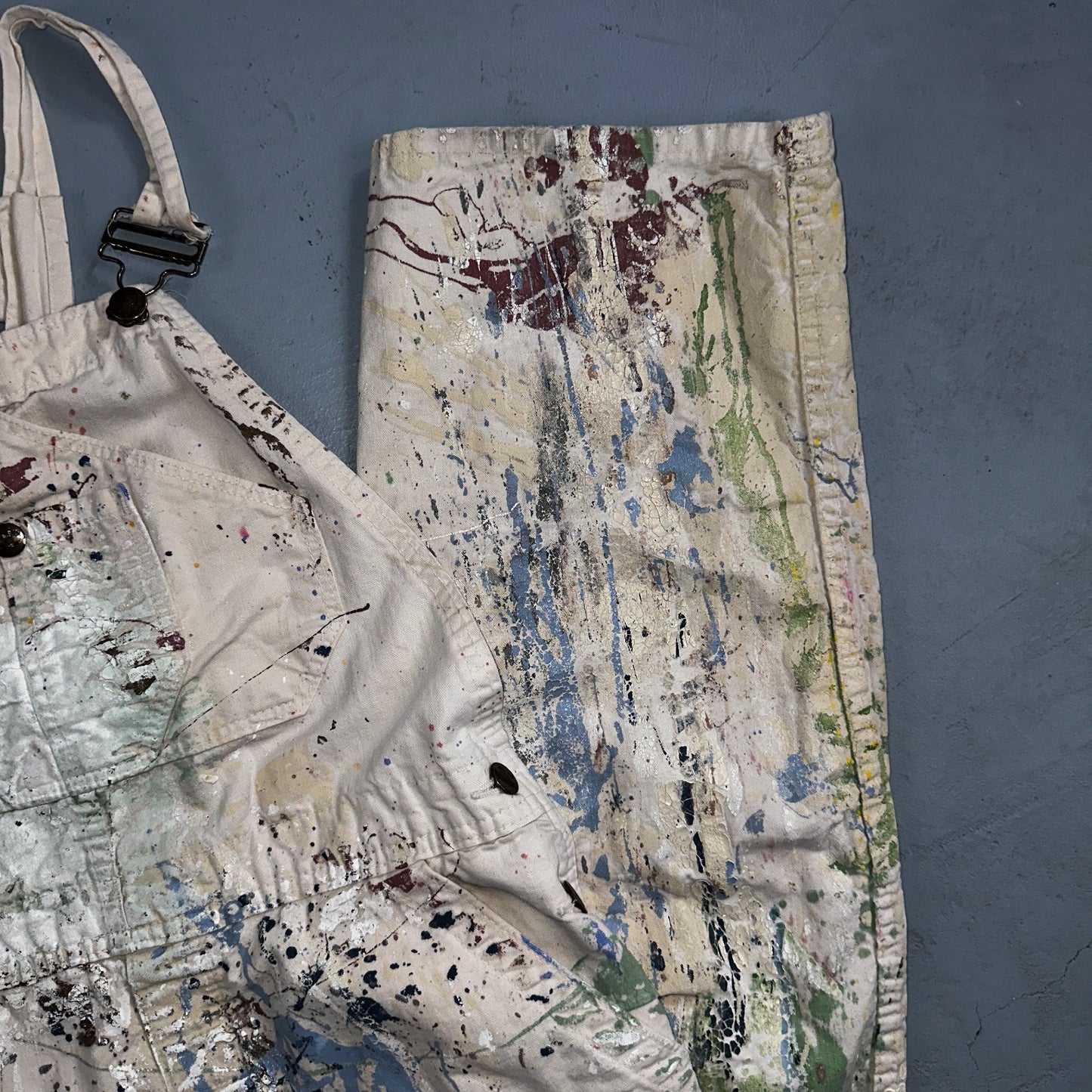 VTG Washington Dee Cee Thrashed Overalls Carpenter Bibs Workwear Painter Paint