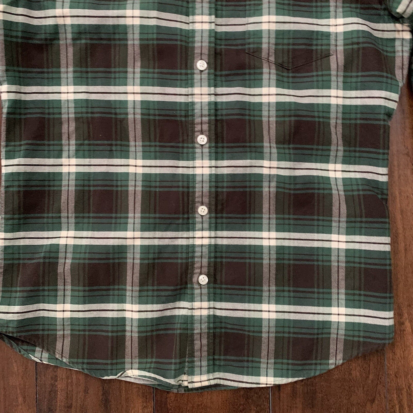 Fossil Button Shirt Front Plaid Long Sleeve Casual Womens Size S Green VTG