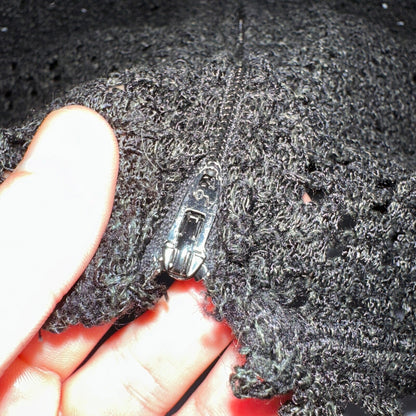 Vtg 60s 70s Lace Dress Fit Rockabilly Simple Black Midi Long Sleeve Talon