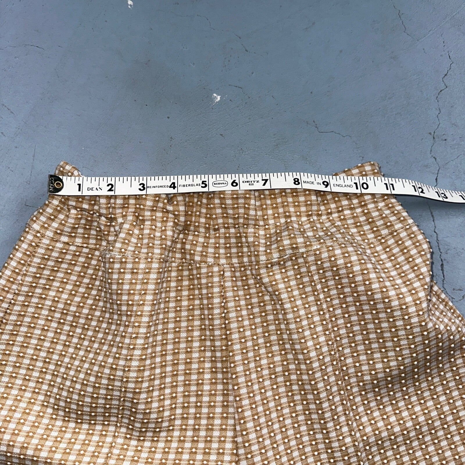 Vintage 70s High Waist Bell Bottom Poly Knit Disco Pants Pattern Checkerboard