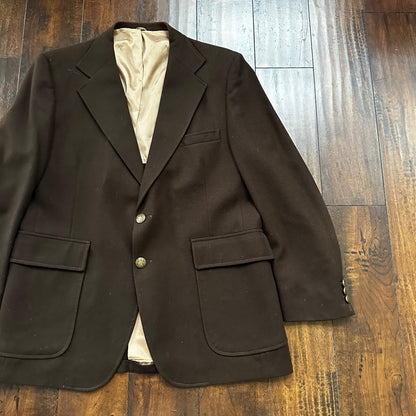 1960s 1970s Brown Sport Jacket VTG Mens Suit 44 36x28 Rockabilly Checkerboard