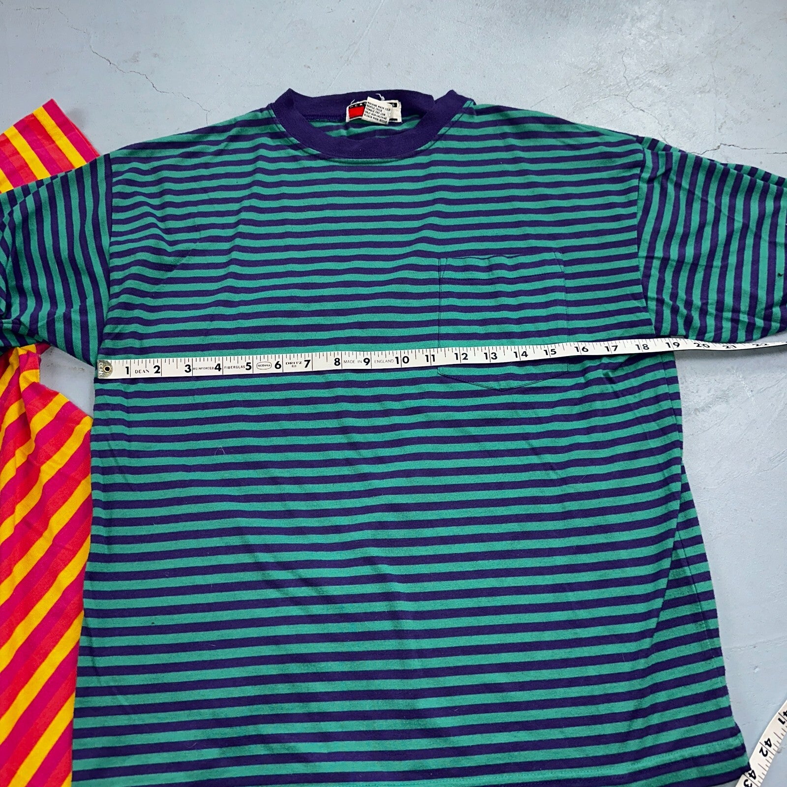 Striped Lot of 2 Headliners VTG T Shirt 90s Green Blue Pink Yellow Fun Large