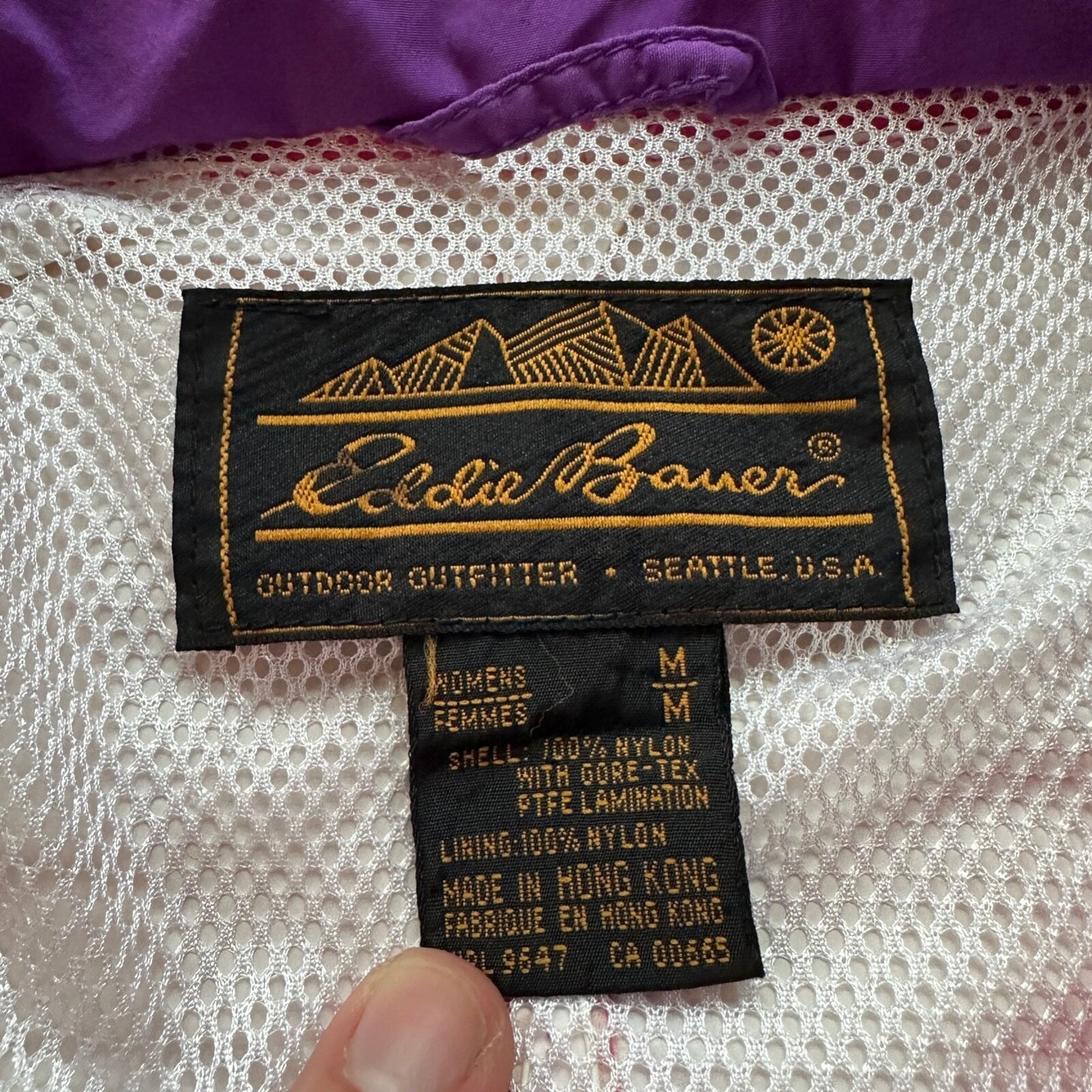 Vintage Eddie Bauer Womens Goretex Rain Jacket Coat M PINK Purple 90s Parka