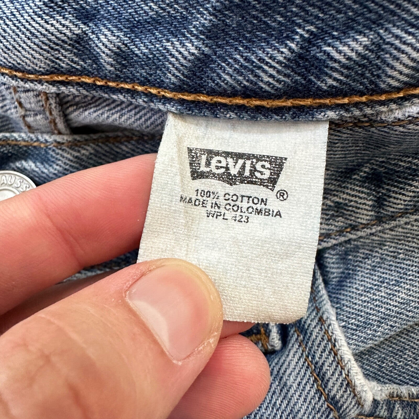 Levis 501 Vintage 90s Straight Leg XX Columbia Jeans 33x30 Light Wash Act 30x29