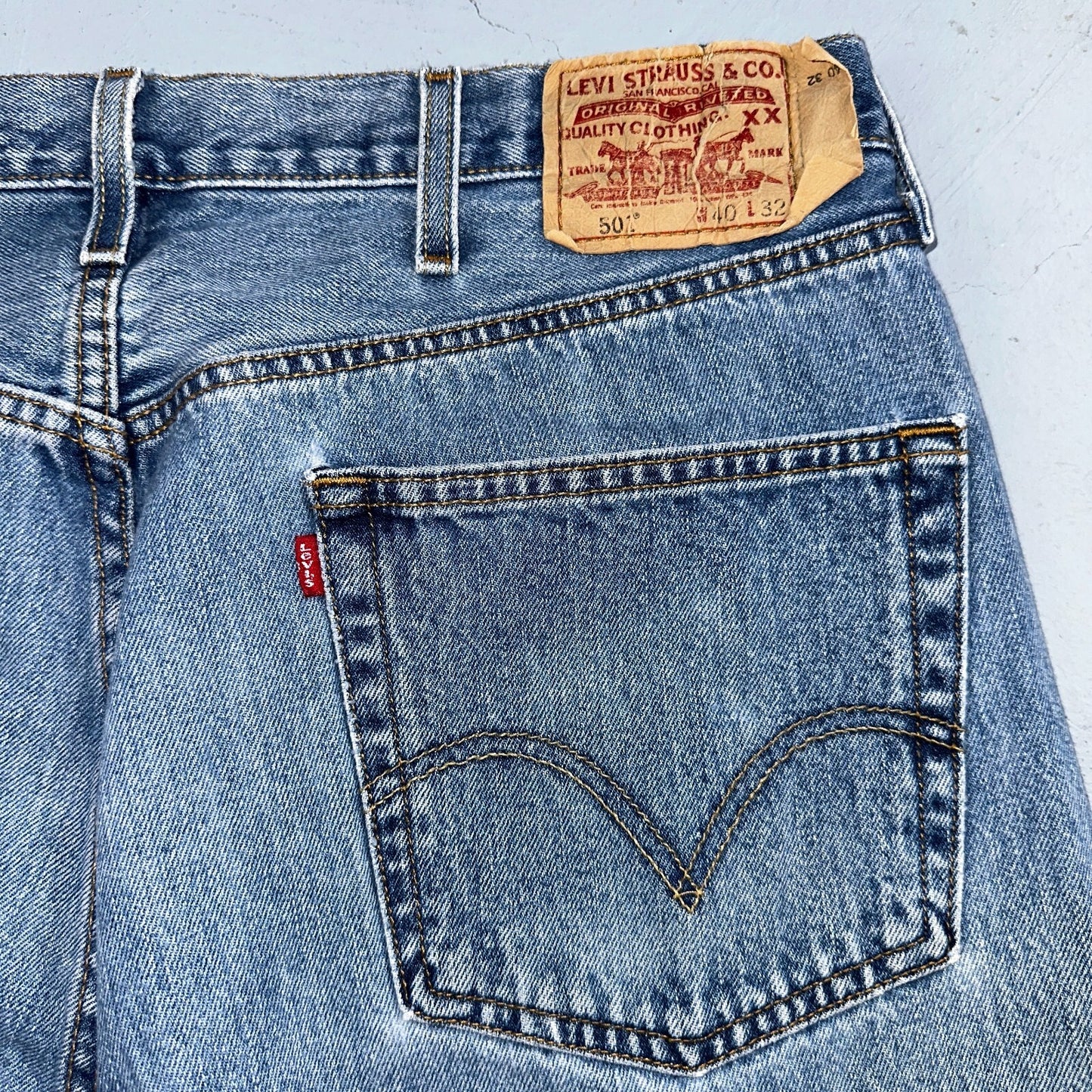 Levis 501 Vintage 90s Mexico Straight Leg Jeans 40x32 Y2K Light Wash Act 36x30