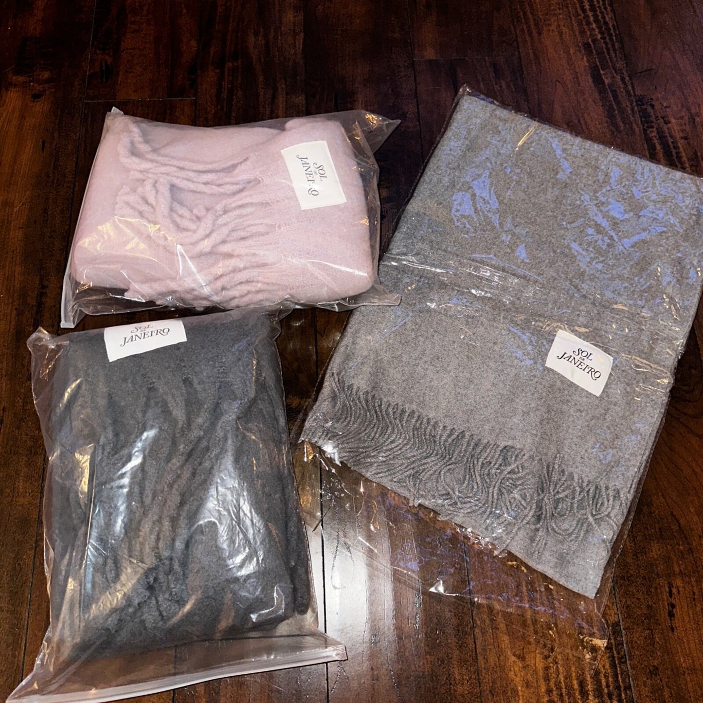 Warm Lot of 3 Women's Plush Scarf Faux Rabbit Fur Soft Thicken Scarves Pink Grey