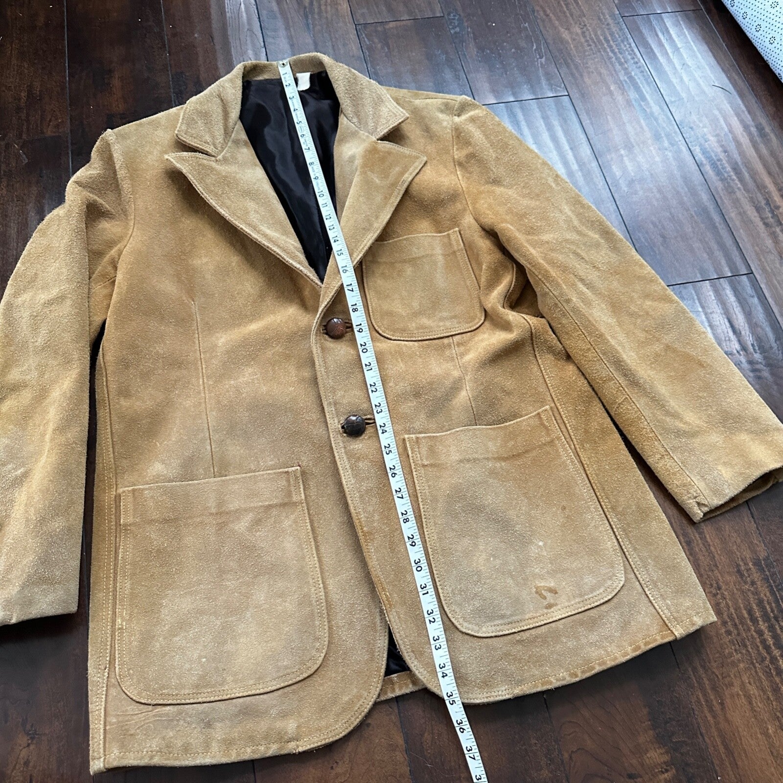 VTG 1960s Brown Leather Suede Hippie Western Coat Jacket 44 Rockabilly 60s 70s