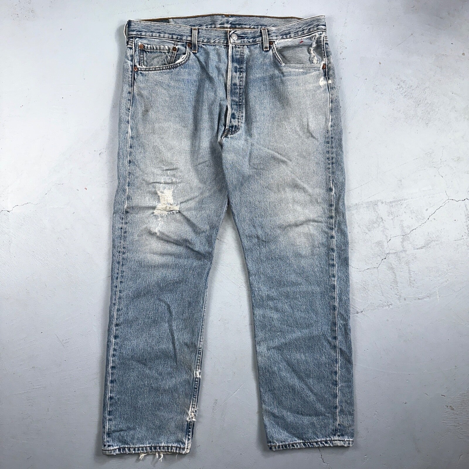 Levis 501 Vintage 90s Mexico Straight Leg Jeans 38x30 Y2K Light Wash Act 37x29