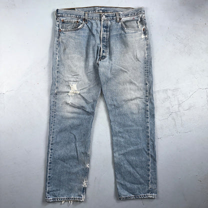 Levis 501 Vintage 90s Mexico Straight Leg Jeans 38x30 Y2K Light Wash Act 37x29